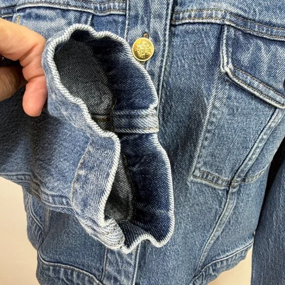 J. Crew Denim Lady Jacket with Gold Buttons Size 12 - Picture 9 of 13